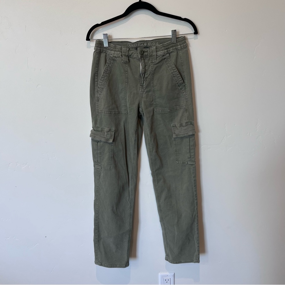 American Eagle Outfitters Women’s Green Cargo Straight Leg Jeans Stretch Size 4